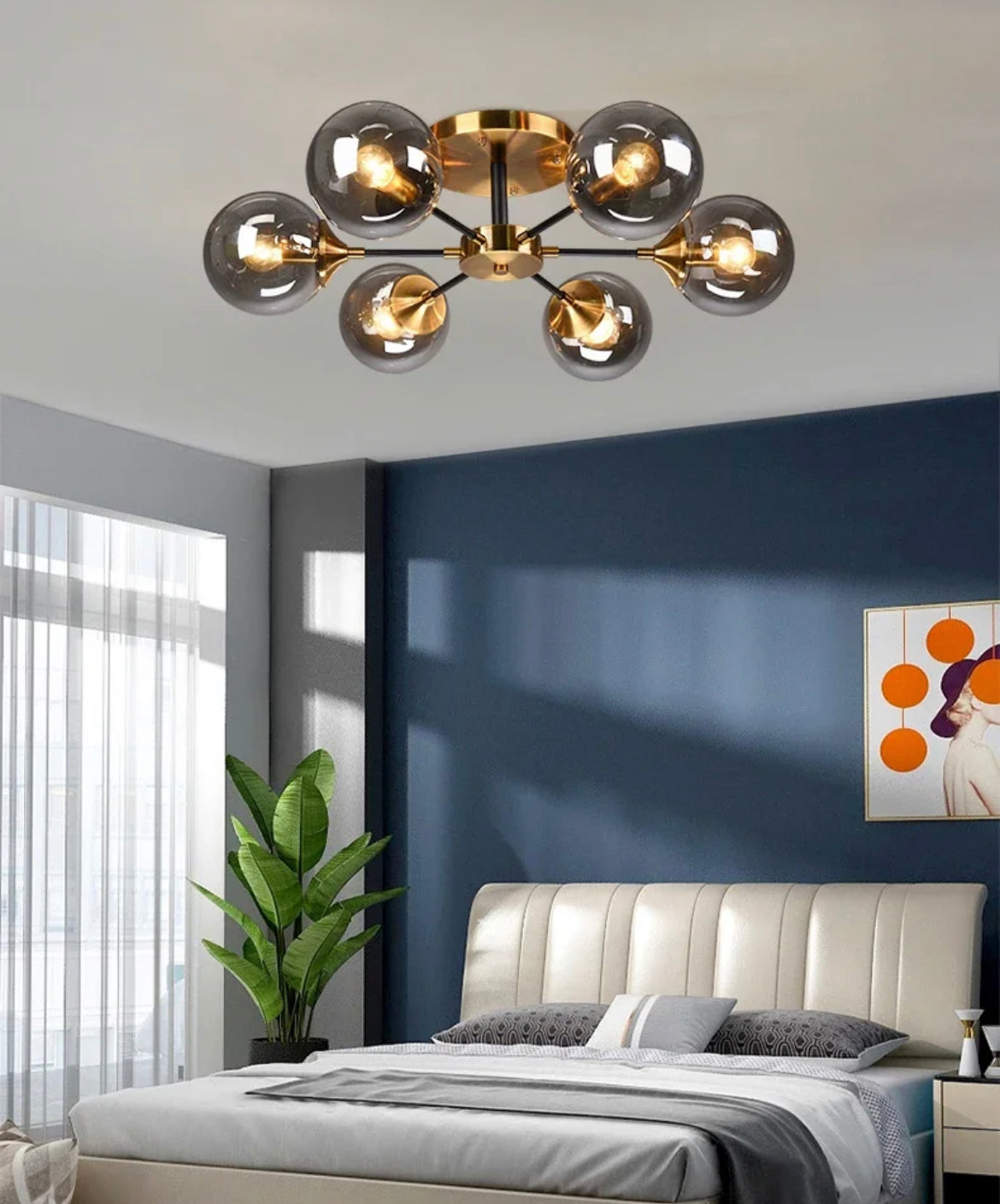 Glass Globe Chandelier in Jade