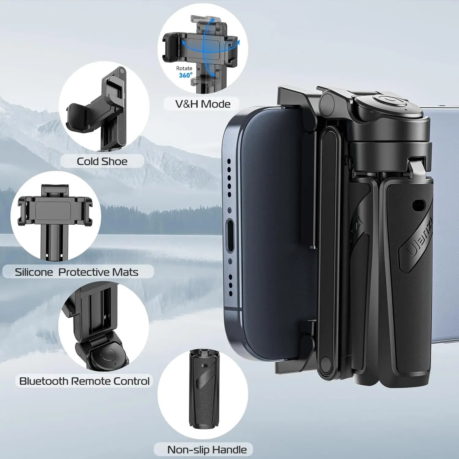 LumaFlex Bluetooth Selfiestang med 360° roterende holder