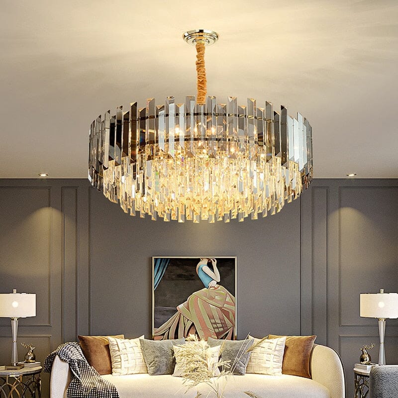 Lampe LED ronde Liora avec cristal doré
