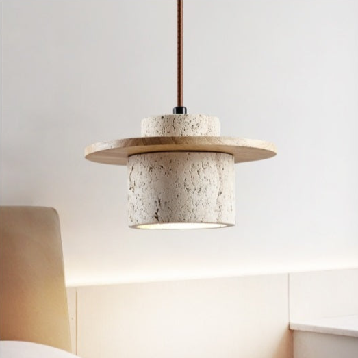 Lirona hängande lampa i travertin i gul grottsten