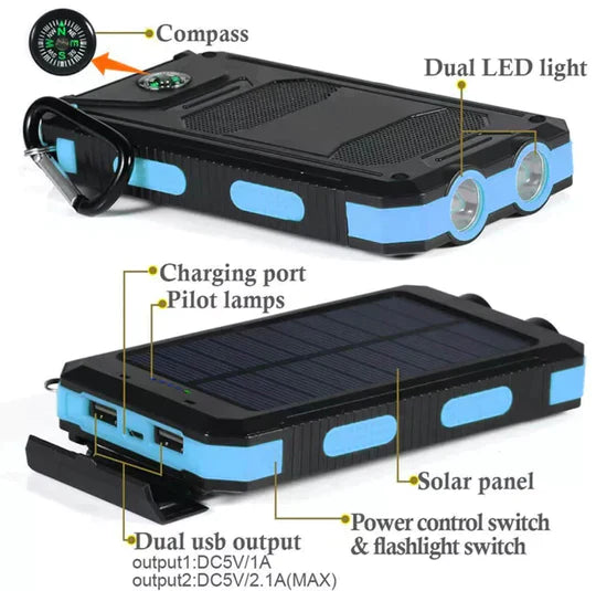LyraCharge solcelle powerbank 500000mAh IP67 vanntett