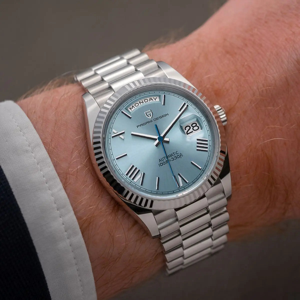 Nolian Stainless Steel Automatic Watch With Calendar