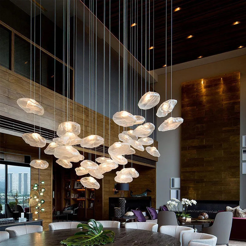 NimbusGlow – Whimsical Cloud-Inspired Glass Pendant Light