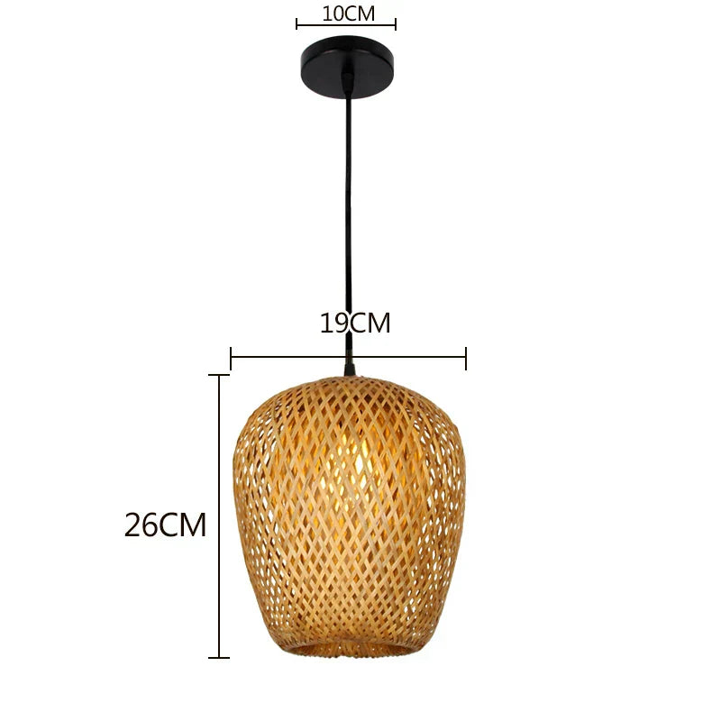 KiraBamboo Stickad Pendellampa Kinesiskt Inspirerad Handgjord