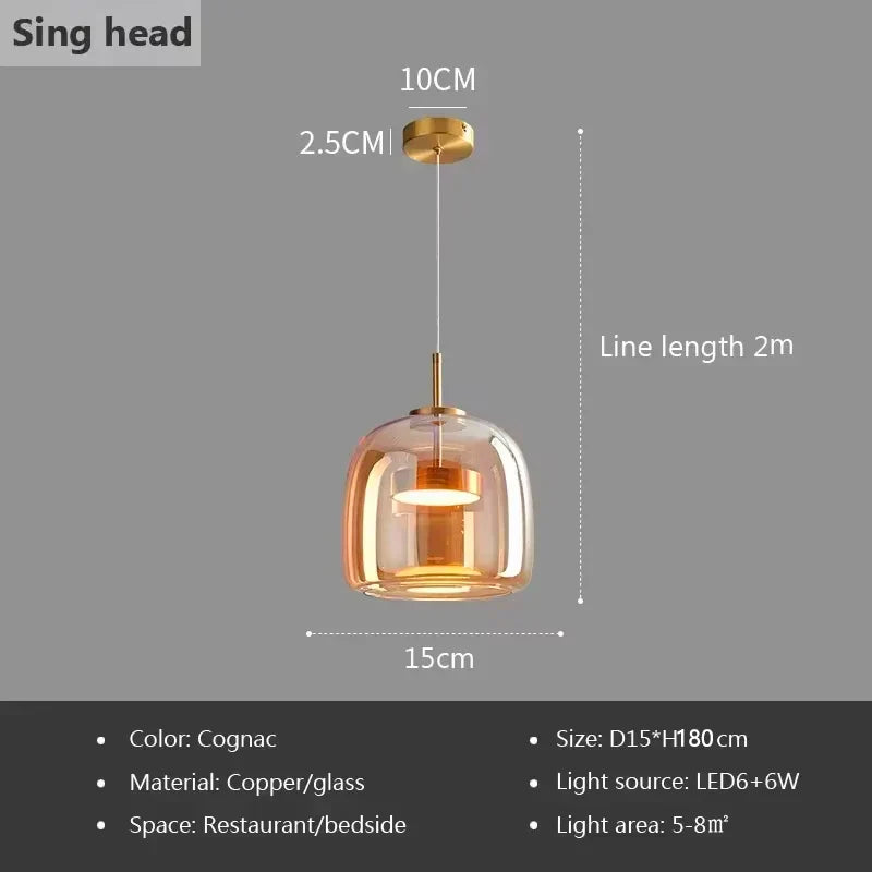 Nordic Glass LED Pendant Light For Modern Chandelier