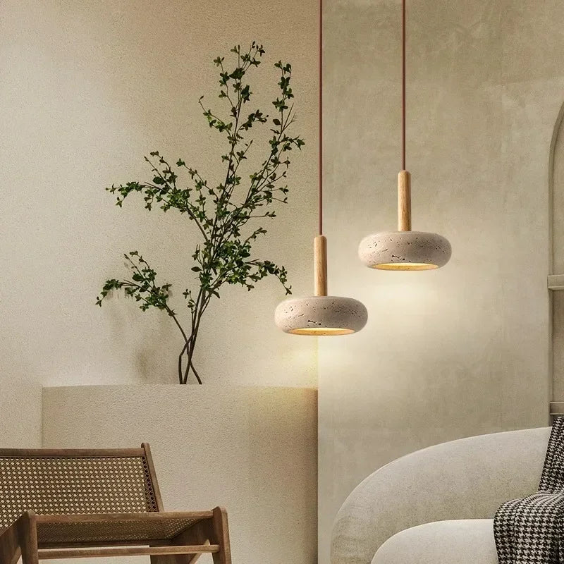 LumaStone Travertine Mini Pendant Light LED for Living Rooms