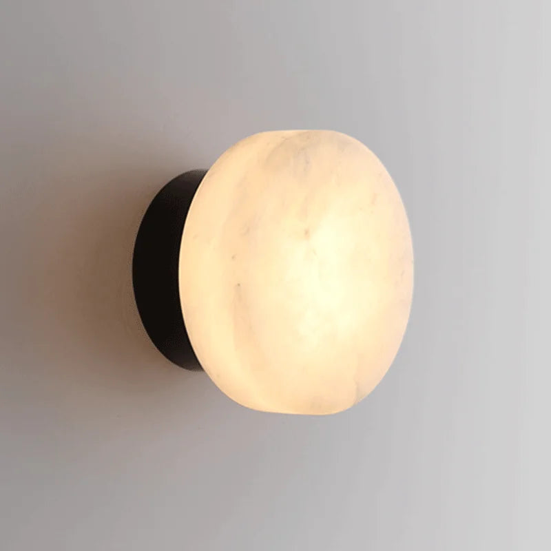 Natural Marble Round LED Wall Light for Indoor Spaces