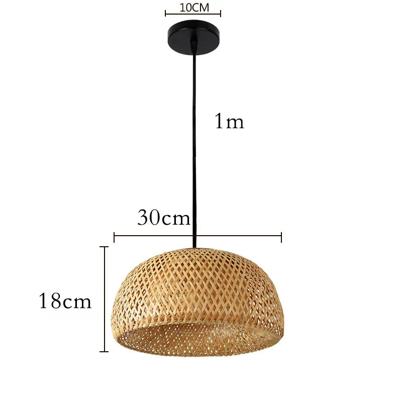 KiraBamboo Stickad Pendellampa Kinesiskt Inspirerad Handgjord