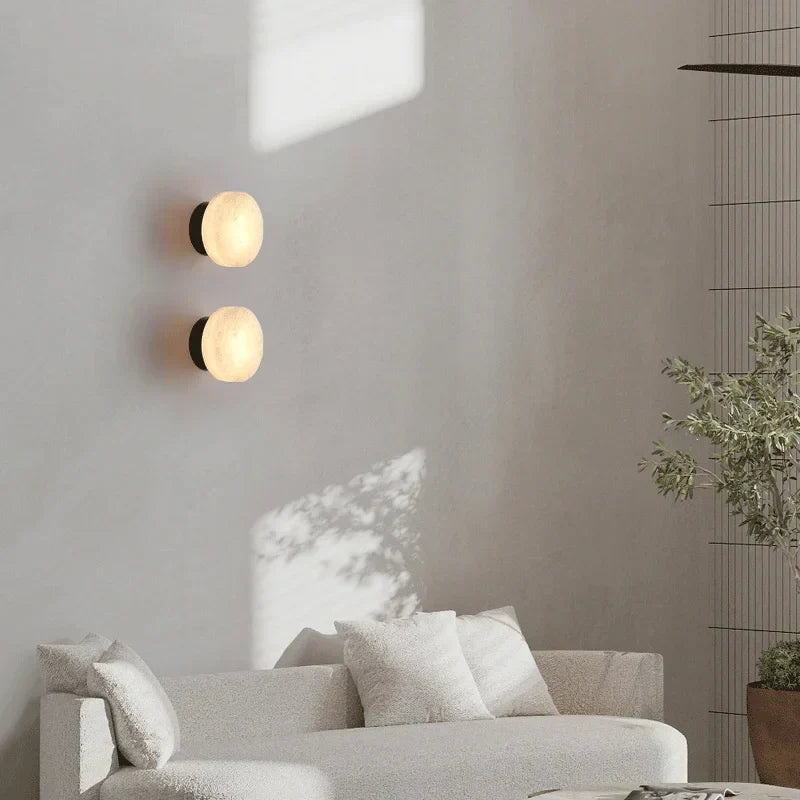 Natural Marble Round LED Wall Light for Indoor Spaces