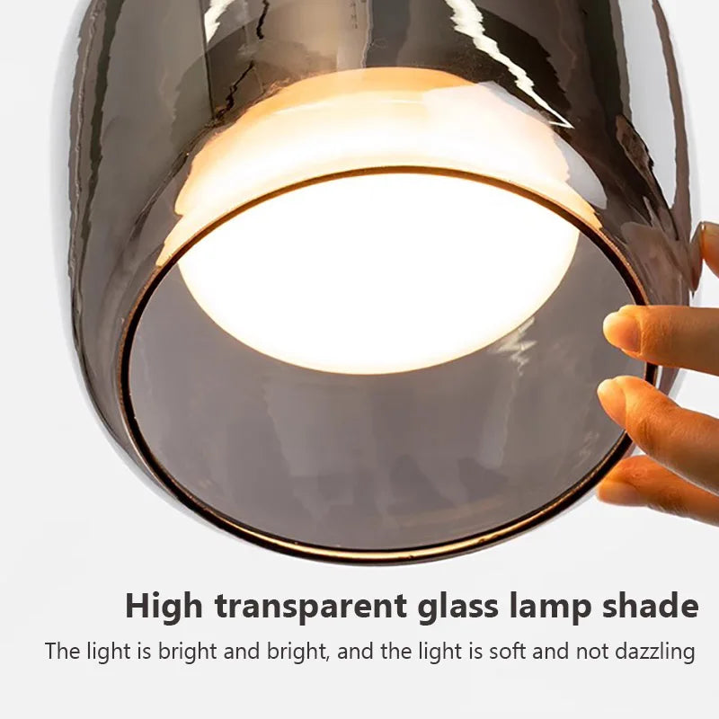 Nordisk glas LED-hänglampa för modern ljuskrona