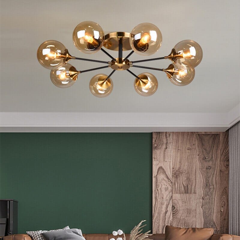 Glass Globe Chandelier in Jade