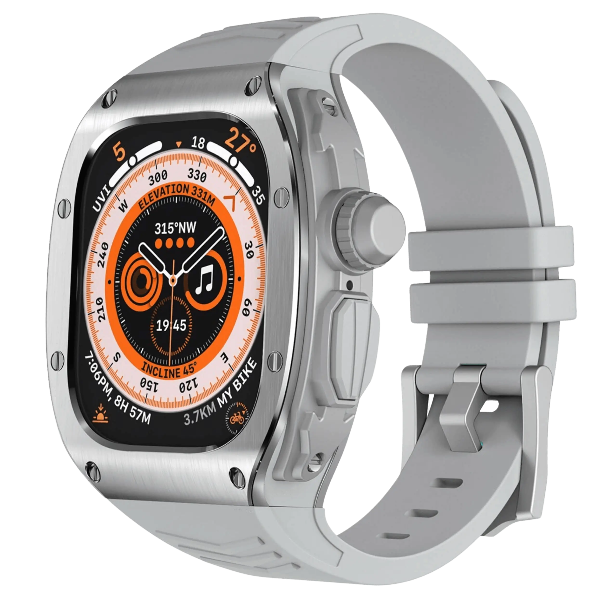 מארז מנירוסטה ורצועת סיליקון ל-Apple Watch Ultra של Xyra