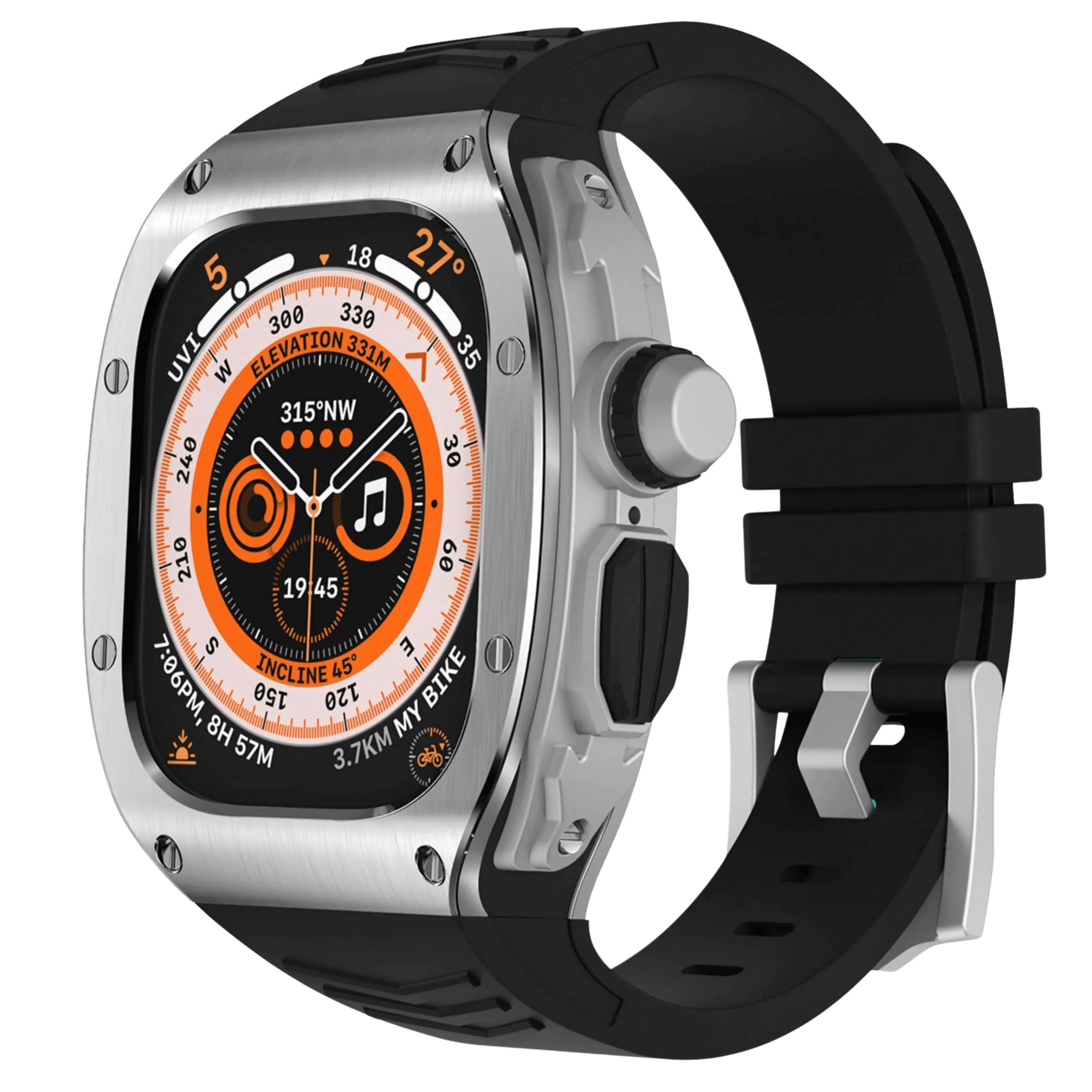 מארז מנירוסטה ורצועת סיליקון ל-Apple Watch Ultra של Xyra