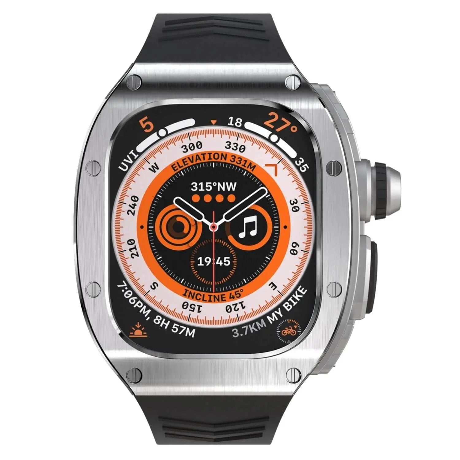 מארז מנירוסטה ורצועת סיליקון ל-Apple Watch Ultra של Xyra