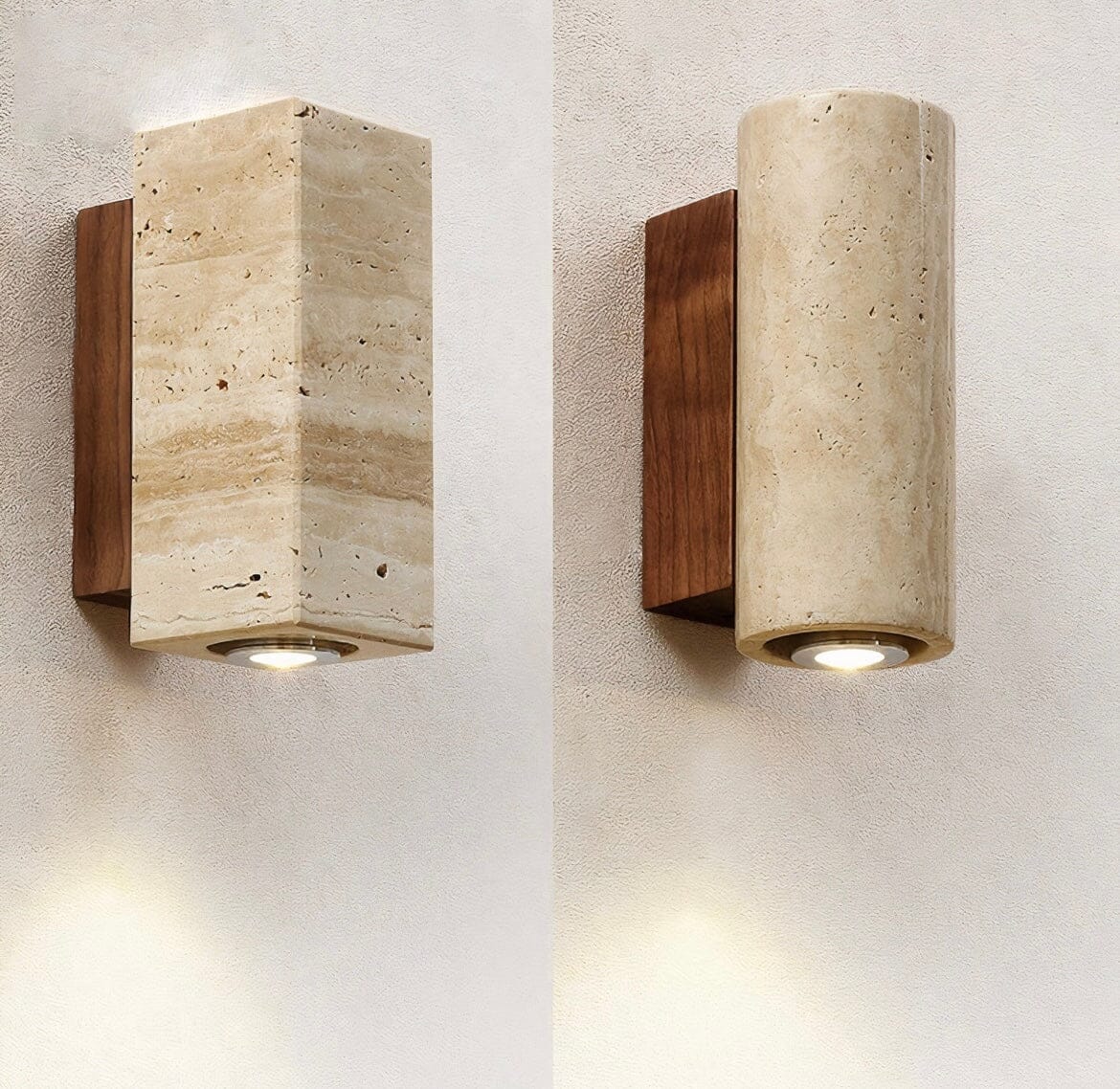 Vegglampe i svart travertin