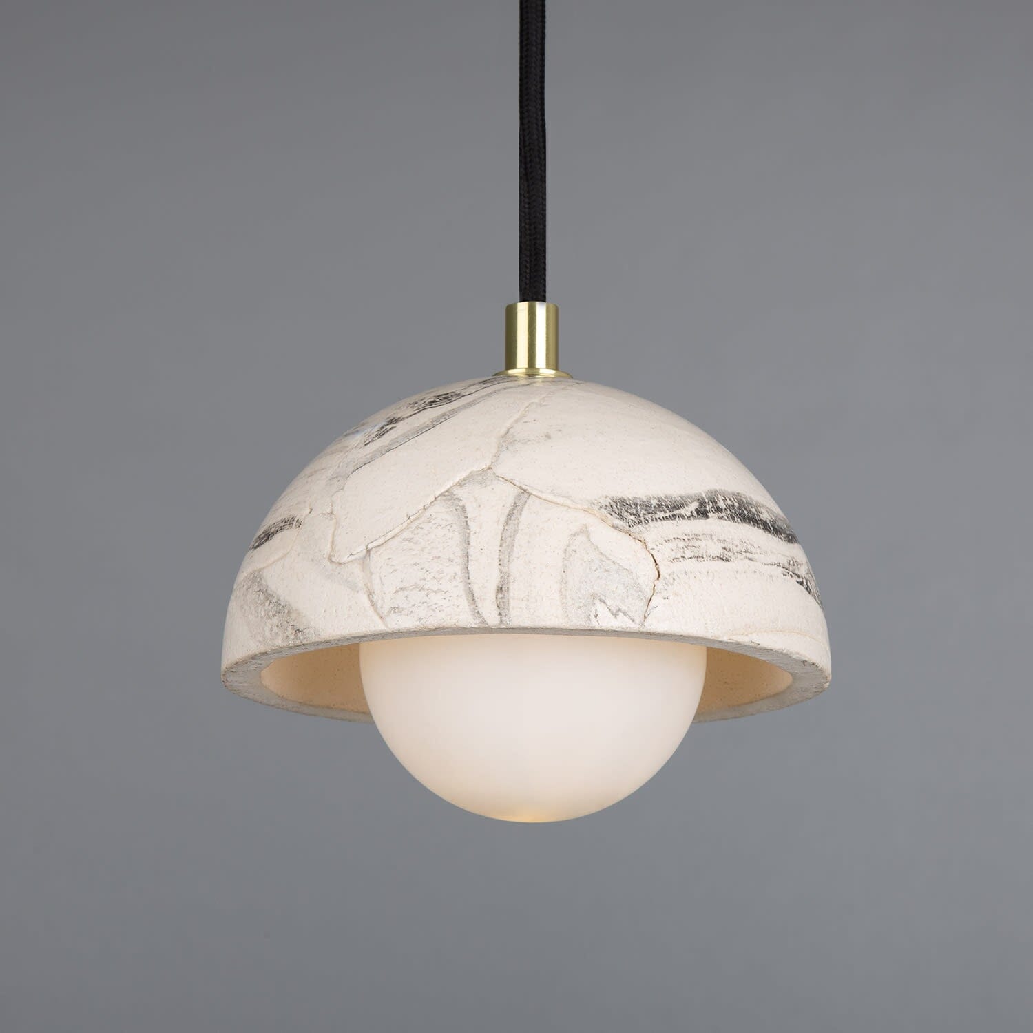 Lumera | Small Dome Pendant Light in Marbled Ceramic 14cm