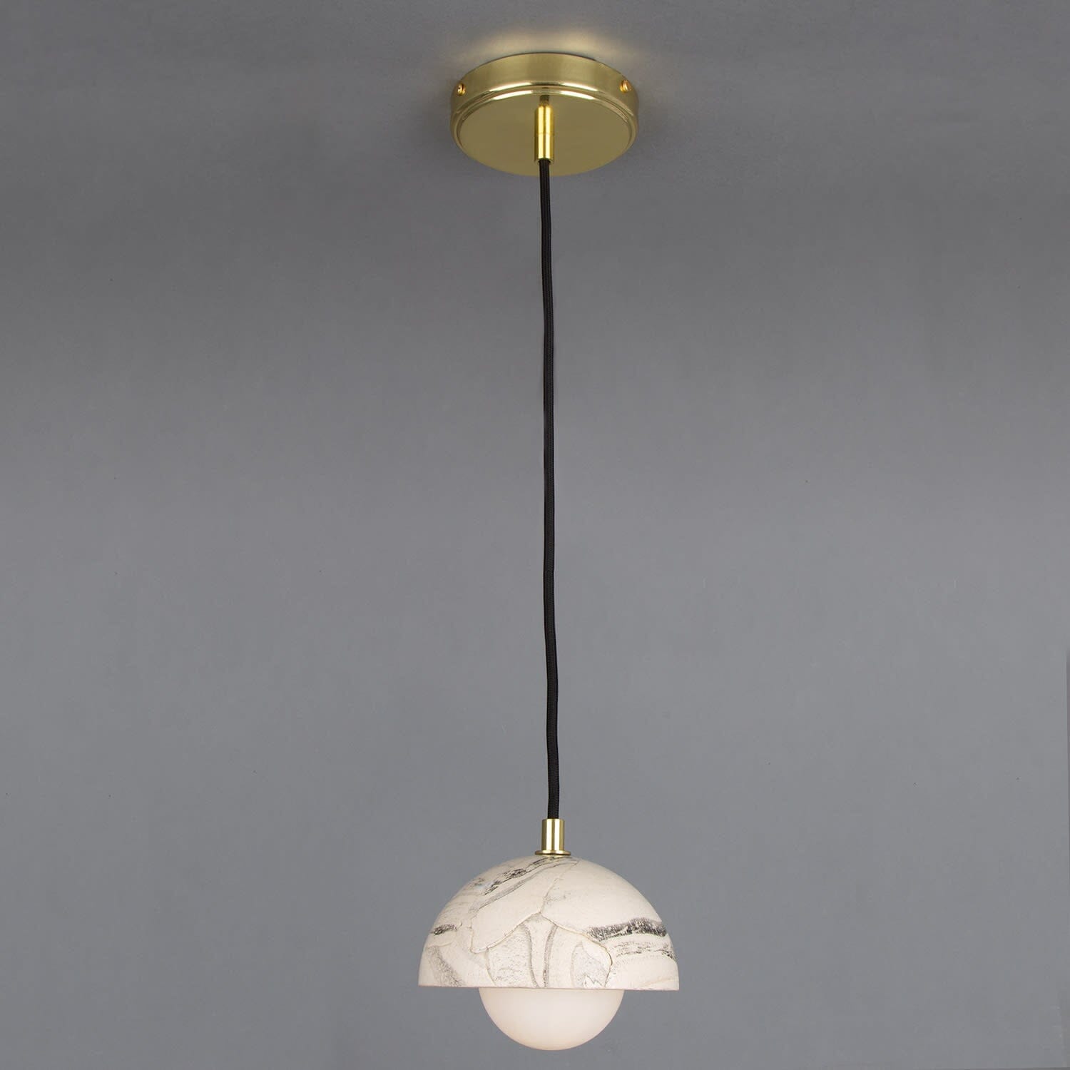 Lumera | Small Dome Pendant Light in Marbled Ceramic 14cm