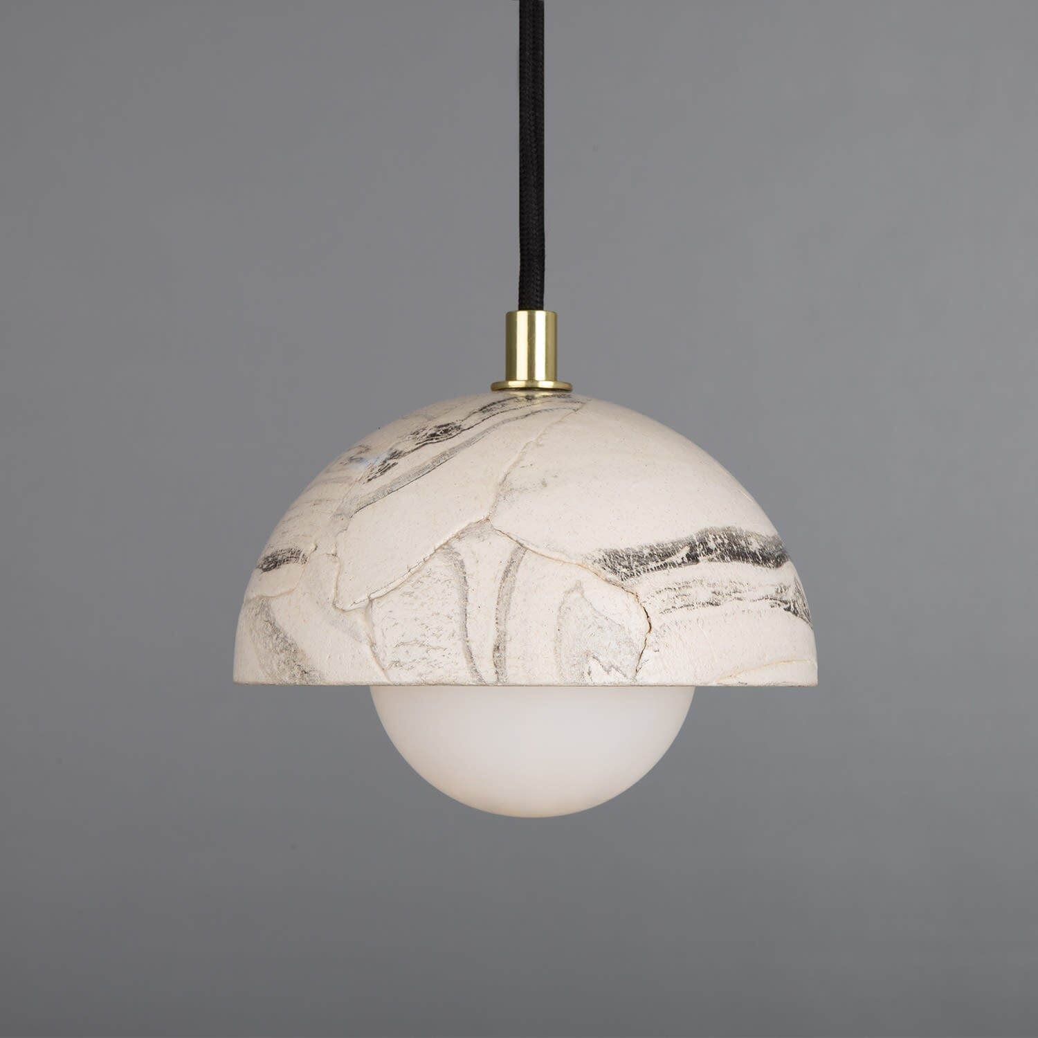 Lumera | Small Dome Pendant Light in Marbled Ceramic 14cm