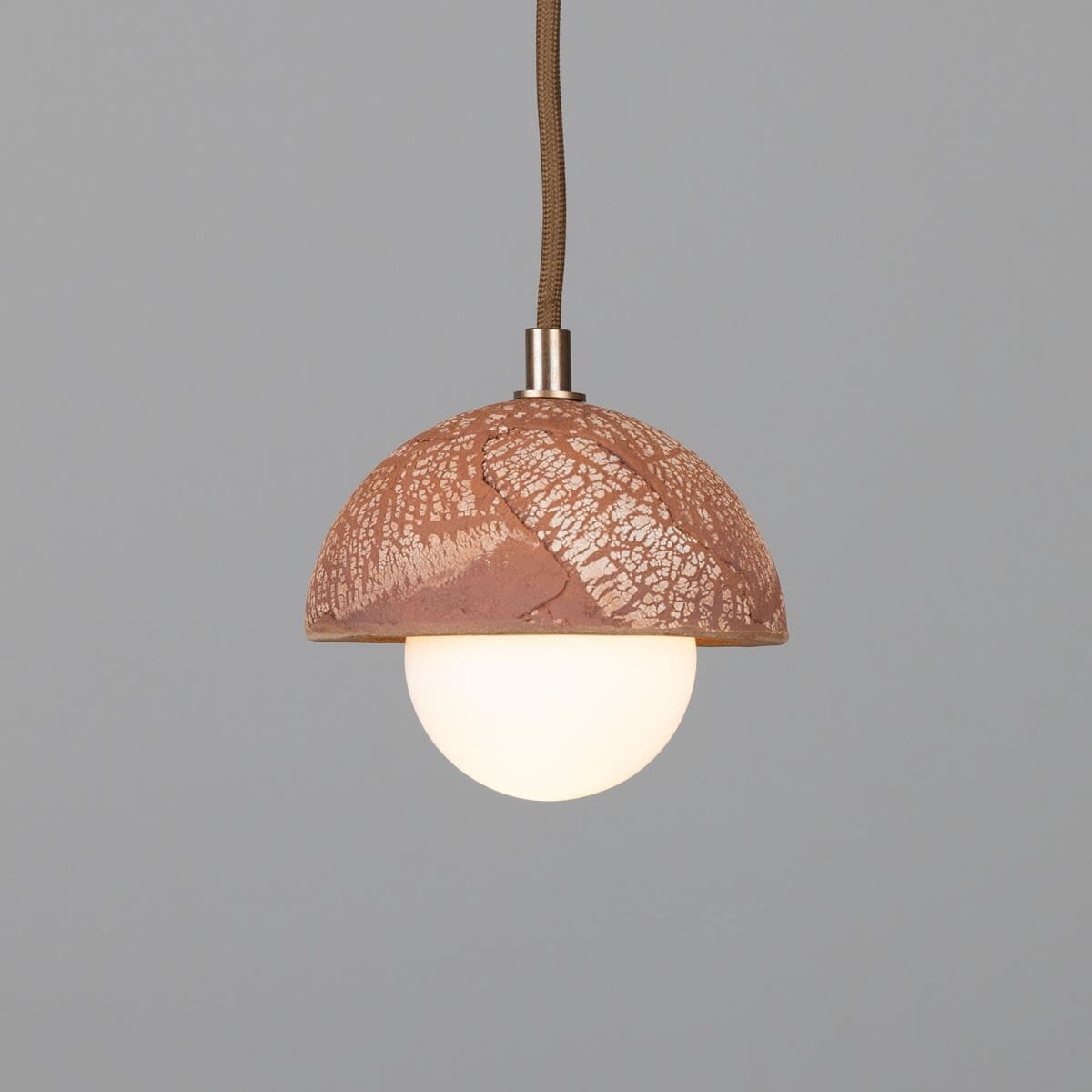 Orise | Small 14cm Ceramic Dome Pendant Light in Red Iron