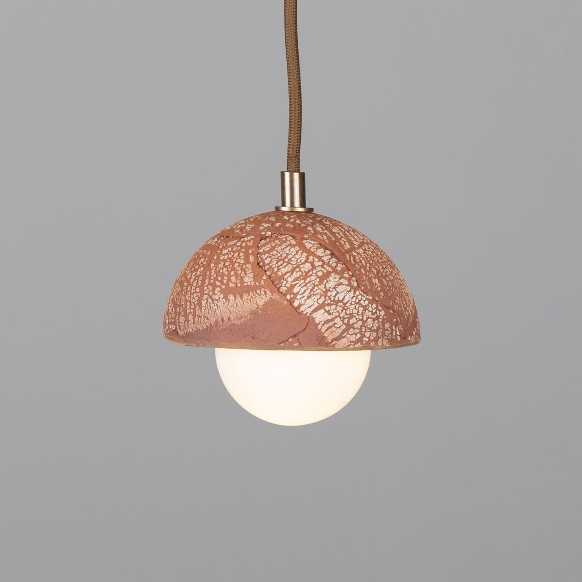 Orise | Small 14cm Ceramic Dome Pendant Light in Red Iron