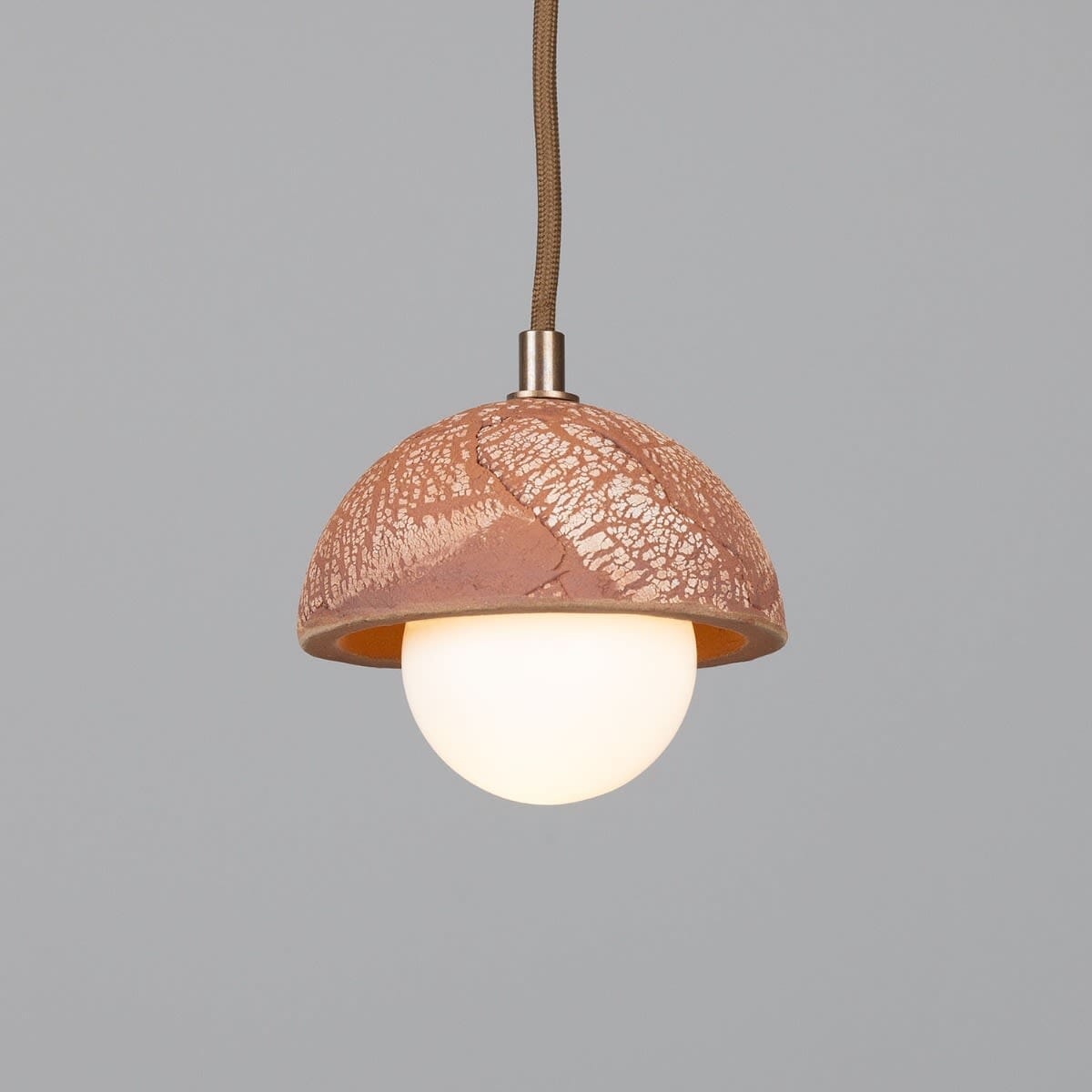 Orise | Small 14cm Ceramic Dome Pendant Light in Red Iron