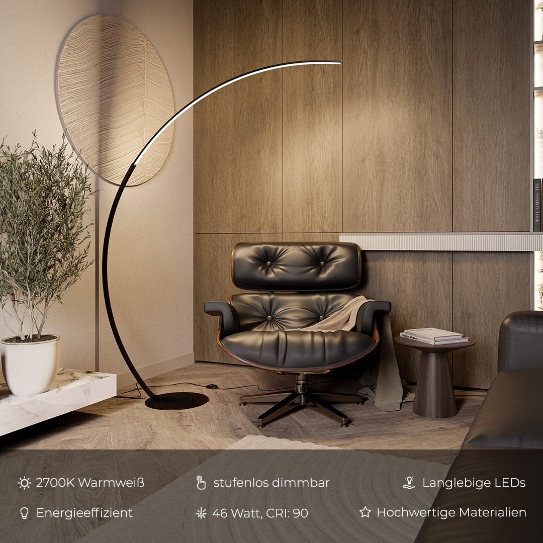 LumaArc LED-golvlampa med fotströmbrytare, 2700K dimbar