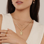 2pc 14k Initial & Cross Necklace Set