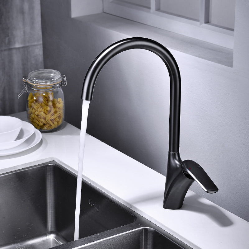 Brushed Deck-Mounted Kitchen Mixer Tap With Swivel Spout | Petprovac