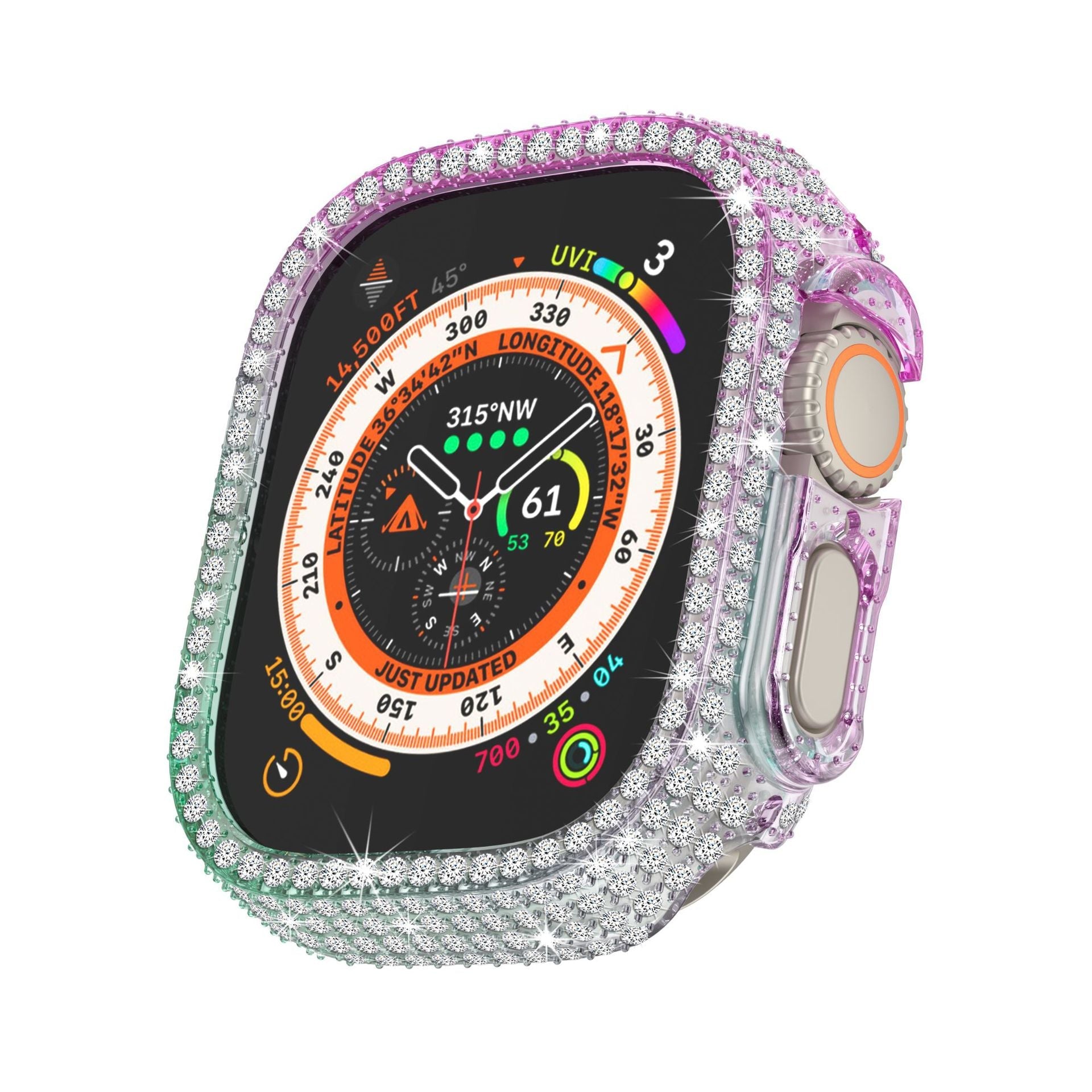 Carcasă completă LuxeGuard cu diamante și protector de ecran pentru Apple Watch