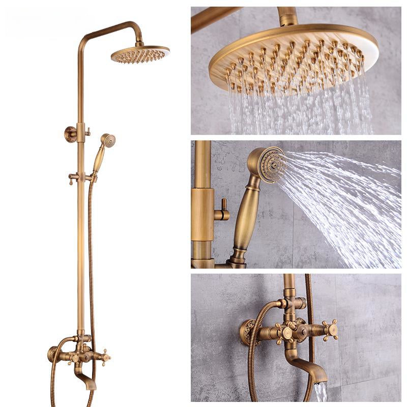 Vintage Copper Shower Kit with Brass Tap and Functional Showerheads | Petprovac