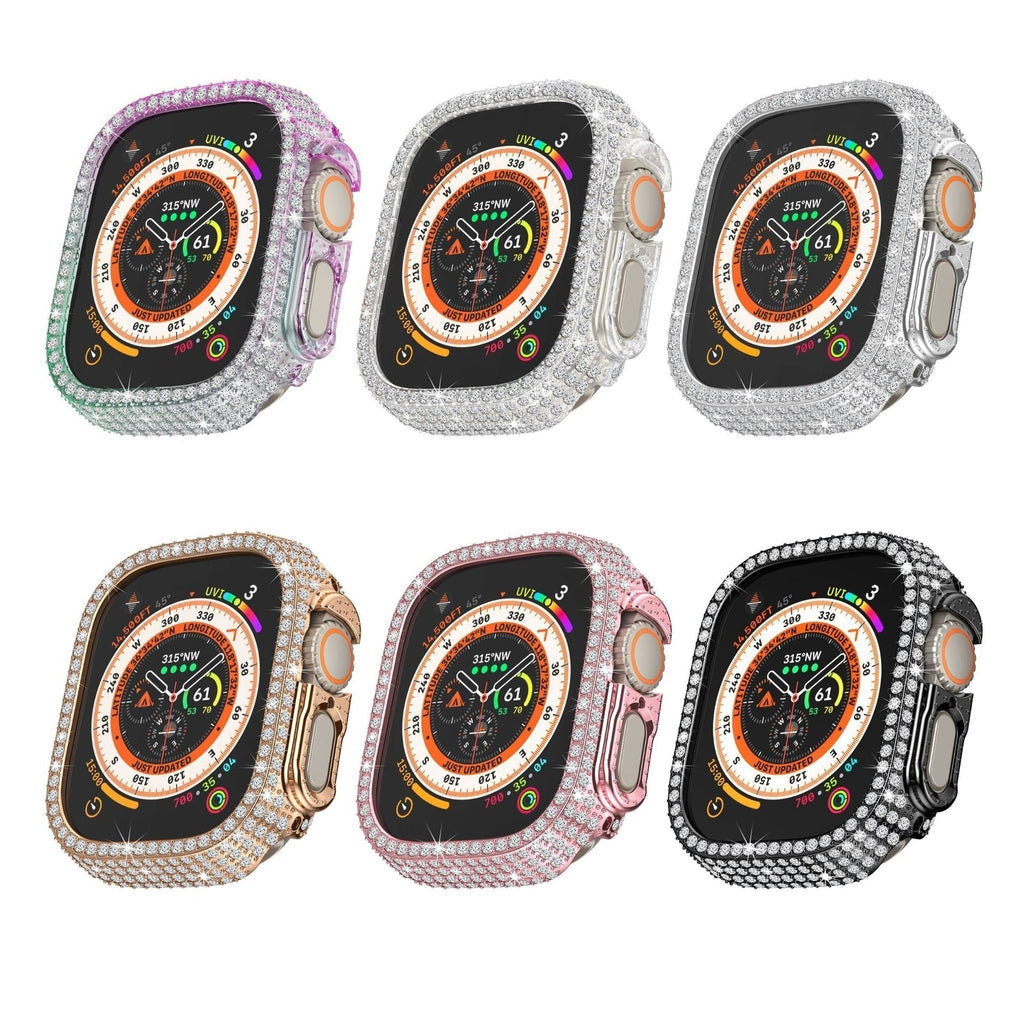 Carcasă completă LuxeGuard cu diamante și protector de ecran pentru Apple Watch