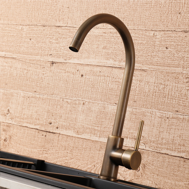 Antique Bronze Brass Kitchen Faucet With Single Handle