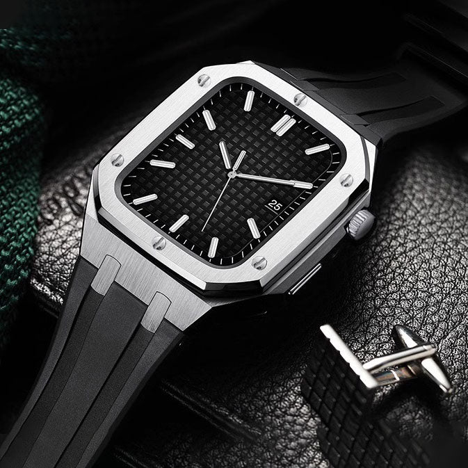 فيولوري | طقم تحديث حزام سيليكون وعلبة من الفولاذ المقاوم للصدأ لساعة أبل | بيتبروفاك