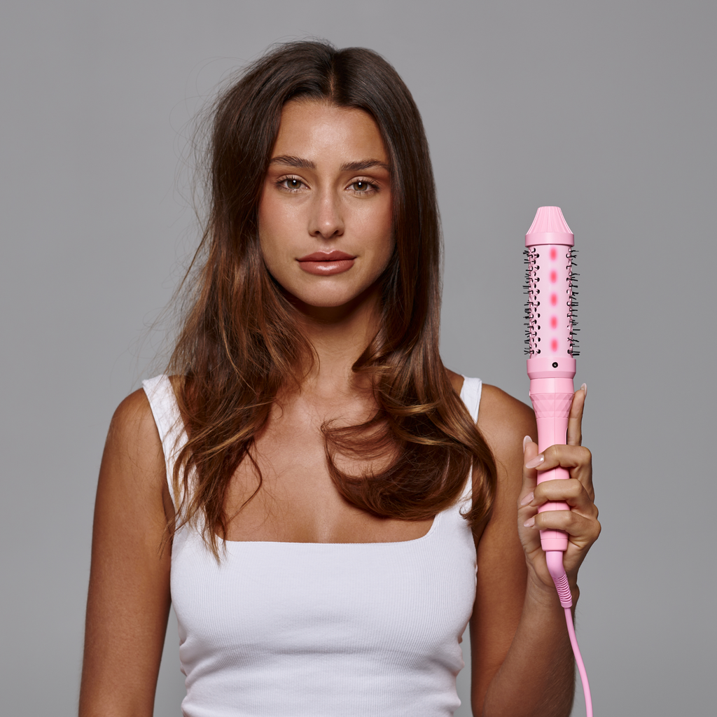 Infrared Ceramic Round Brush With LCD Display for Shine and Volume Curl
