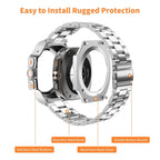 غطاء من سبيكة الزنك وسوار معدني متوافق مع ساعة سامسونج جالاكسي ألترا 47 مم