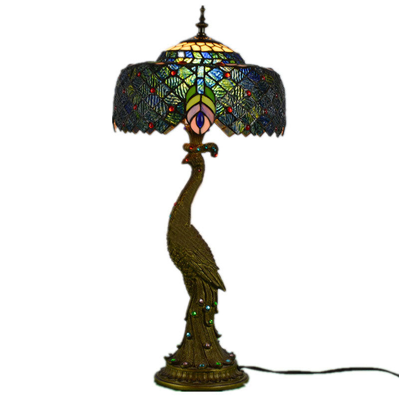 Aurena Tiffany-Style Table Lamp With Colorful Dome Shade