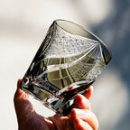 Kireno | Handgjord bläcksten eldsflammig whiskyglas i trälåda | Petprovac