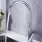 Brushed Deck-Mounted Kitchen Mixer Tap With Swivel Spout | Petprovac