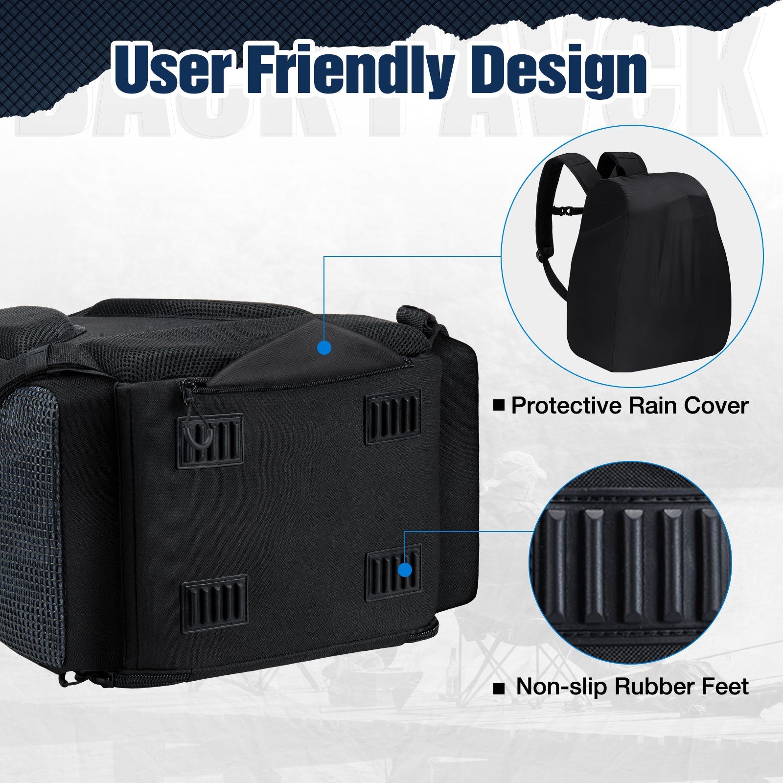 حقيبة ظهر معدات صيد بيسكيفن كبيرة لتخزين معدات الصيد مع 4 صناديق