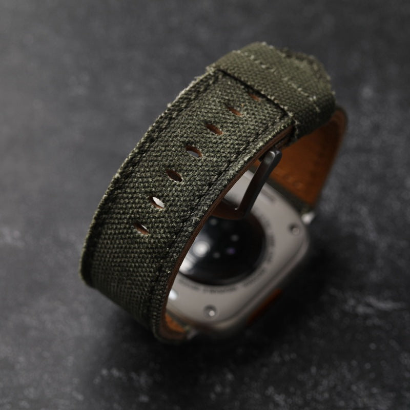 Handcrafted Canvas and Genuine Leather Watch Strap