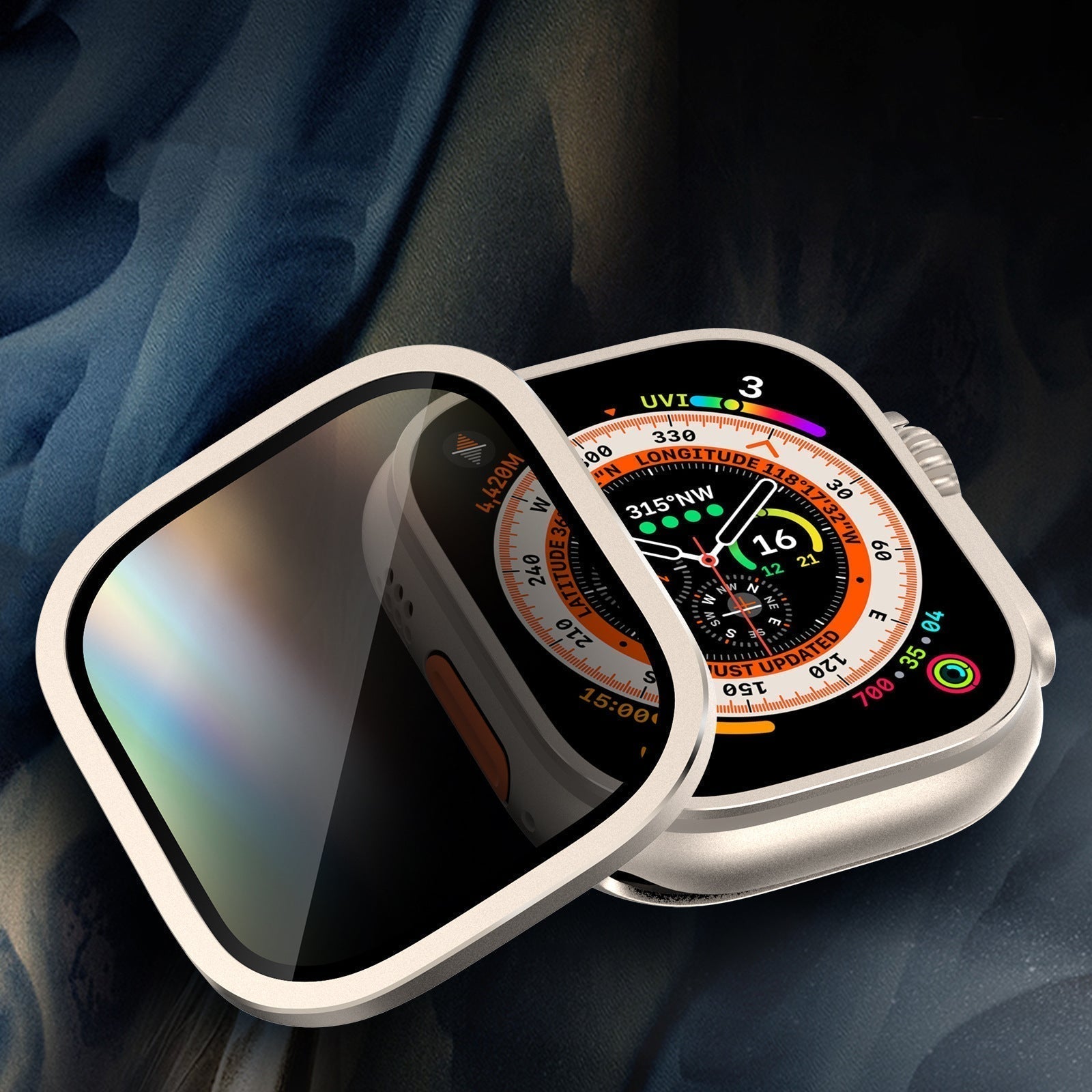 Apple Watch UltraおよびUltra 2用TitanaShieldチタンプライバシースクリーンプロテクター