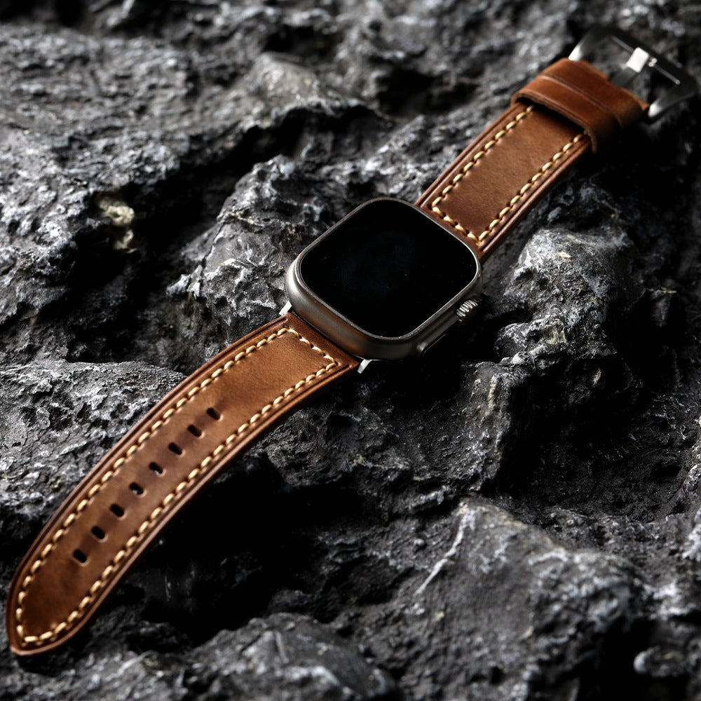 Brindle Vintage Brown Leather Watch Strap for Apple Watch