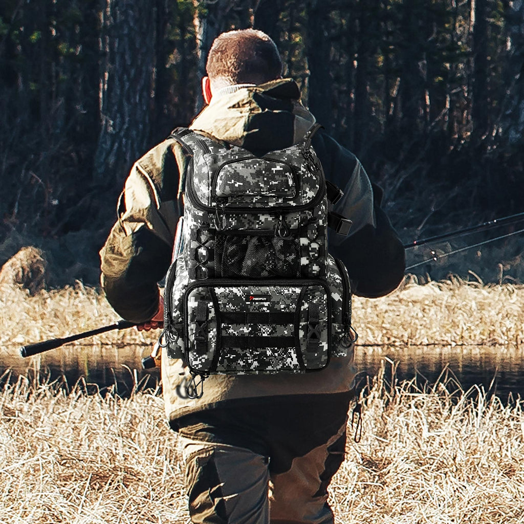 حقيبة ظهر معدات صيد بيسكيفن كبيرة لتخزين معدات الصيد مع 4 صناديق
