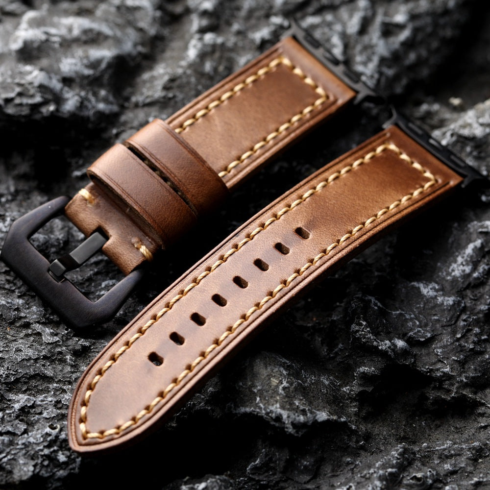 Brindle Vintage Brown Leather Watch Strap for Apple Watch