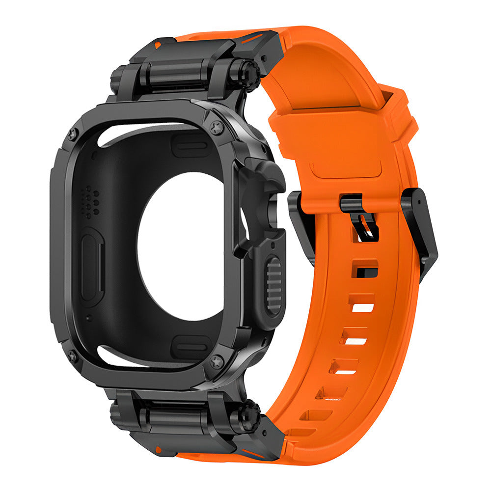 Correia tática em borracha fluoro RavenTac + capa 2 em 1 TPU/PC para Apple Watch