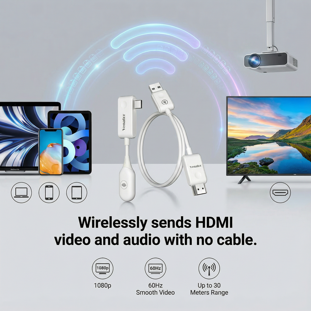 Plug-and-Play Wireless HDMI Transmitter and Receiver Kit