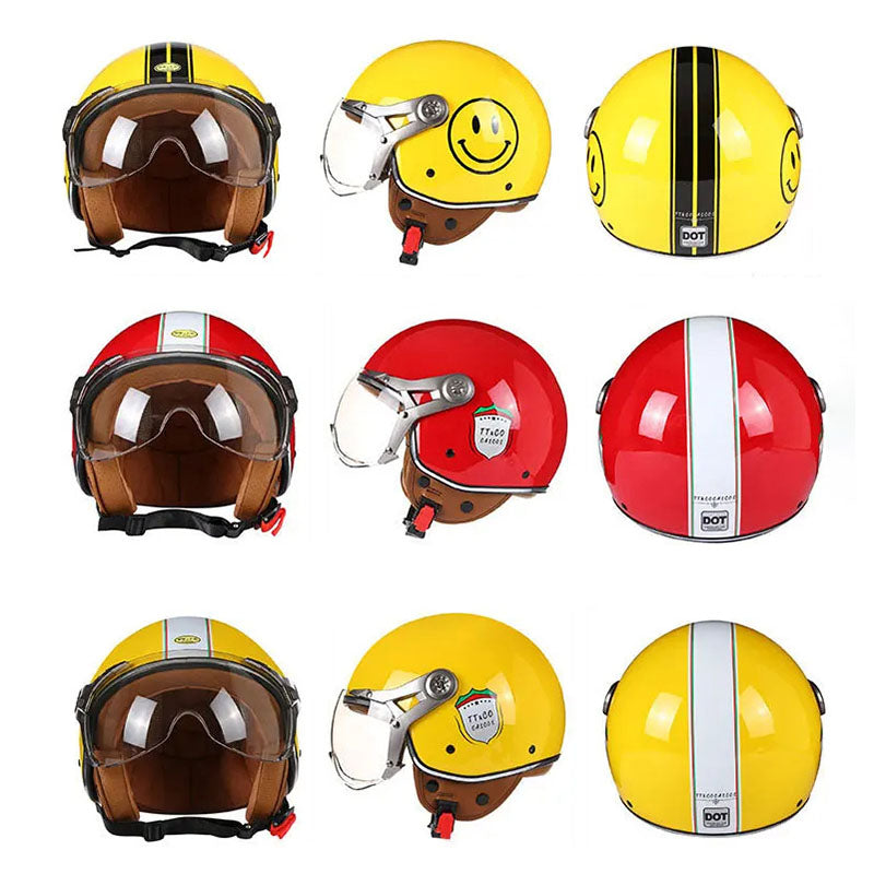 NovaStride Retro Racing-hjelm med boblevisir og let ABS-skal