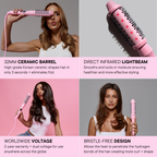 Infrared Ceramic Round Brush With LCD Display for Shine and Volume Curl