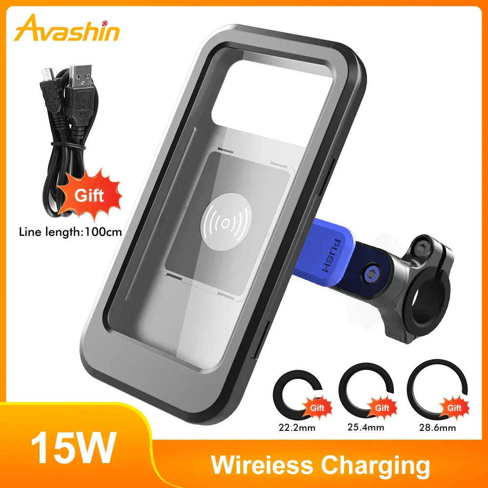 NovaTrail vandtæt telefonholder til styr med 15W powerbank til cykling