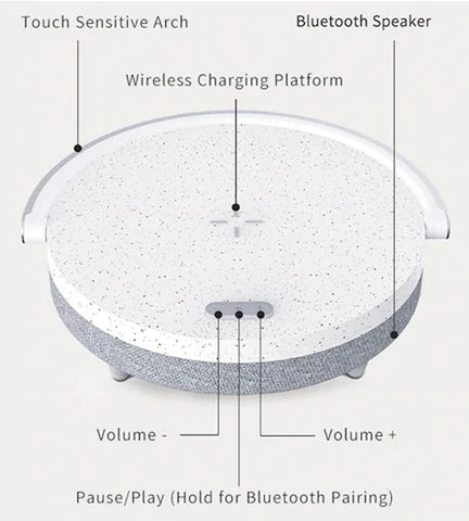 Lámpara de mesita de noche 4 en 1 AstraNova con carga inalámbrica rápida